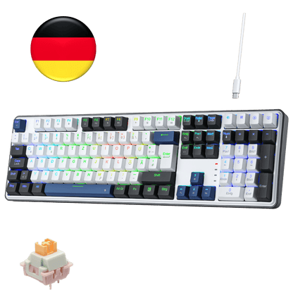 Redragon EU K689 QWERTZ Kabelgebundene Gasket Gaming‑Tastatur Hot‑Swap
4 Zusatzhotkeys 3‑lagiger Geräuschdämpfung bunte Tastenkappen 19 RGB‑Modi Anti‑Ghosting PRO‑Software USB‑C Kabelgebunden