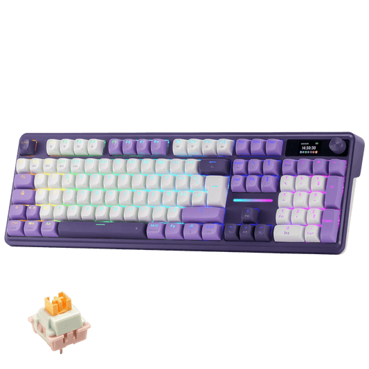 Mechanical keyboard with RGB lighting on a black background