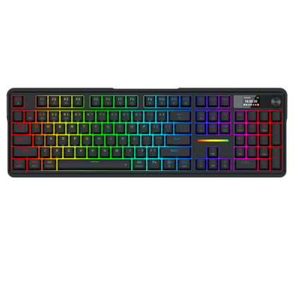 Redragon K762 Wireless Gasket Gaming Keyboard w/Hype Screen & Knob, 104 Keys Mechanical Keyboard, Easy-Control 1.14’’ TFT Info Display, 5-Layer Noise Dampening, Round PBT Keycaps, Custom Linear Switch