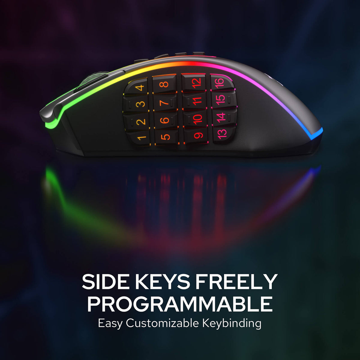 Redragon EU M990 MMO Gaming Mouse with 16 Programmable Side Buttons for Custom Keybindings