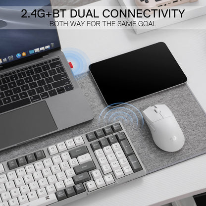 Redragon EU BK7114 Scissors Mechanism Keyboard in White Grey with dual connection modes, supports for 2.4G wireless, BT