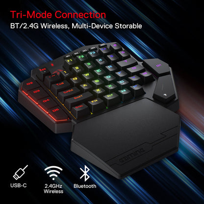Redragon EU Handed Mechanical Keyboard, 42 Keys 3-Mode RGB 40% Gaming Keypad w/ 7 Onboard Macro Keys, Detachable Wrist Support, Durable Battery 