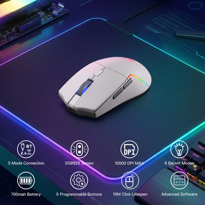Redragon EU M730 PRO Wireless Lightweight RGB Gaming Mouse 10000 DPI
Cable-Free 0 Delay, Redefine Keybinding Macro, Vibing Backlight, Ergonomic Grip Body Comfort