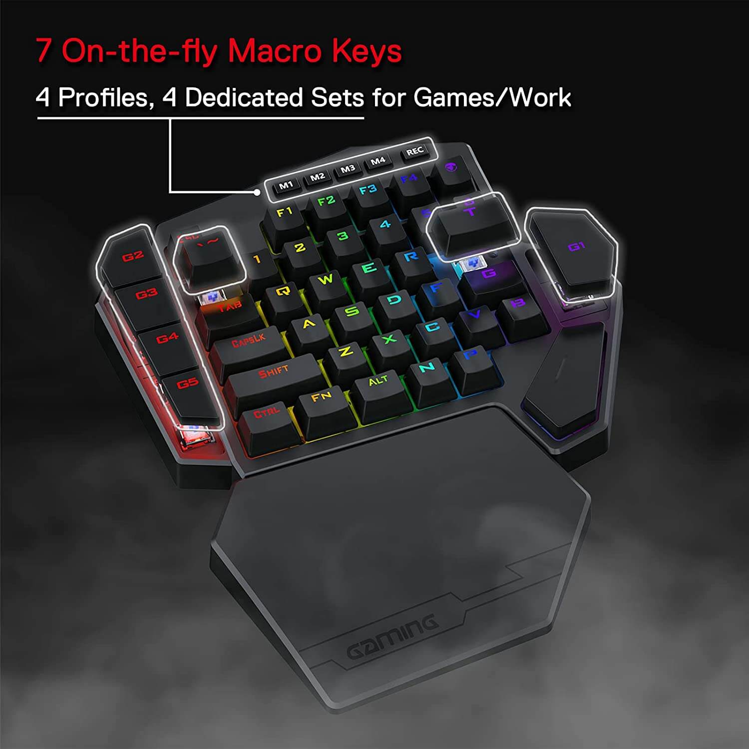 Redragon EU 2 Keys 2.4Ghz RGB 40% Gaming Keypad with 7 Onboard Macro Keys
